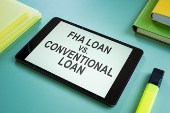 Side-by-side comparison of FHA loans and conventional loans highlighting their differences.
